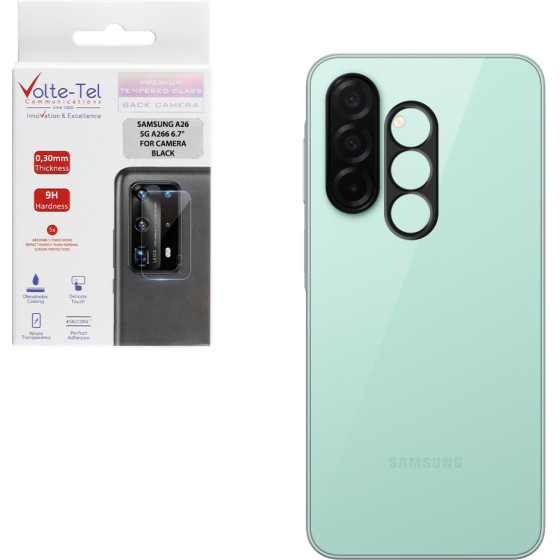Volte-Tel Tempered Glass Samsung A26 5G A266 6.7'' 9H 0.25mm 3D Curved For Camera BLACK