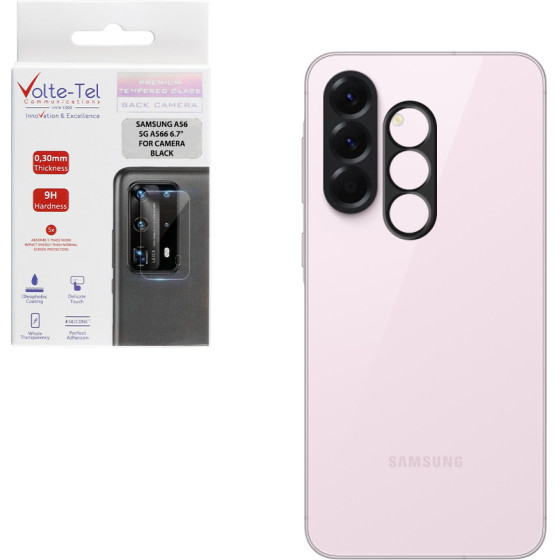 Volte-Tel Tempered Glass Samsung A56 5G A566 6.7'' 9H 0.25mm 3D Curved For Camera BLACK
