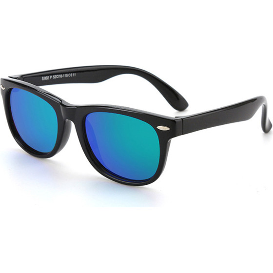 Techsuit - Sunglasses Polarised (D802) - for Kids, UV Protection - Black / Green