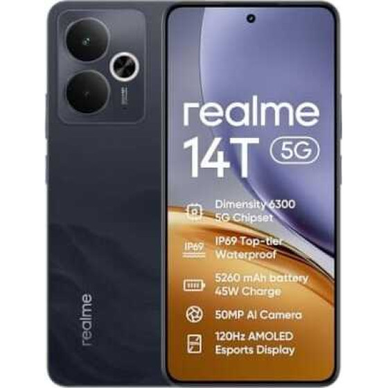 Realme 14T 5G 256GB (8GB Ram) Dual-Sim Obsidian Black Eu - (RMX5078)