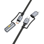 Hoco Cable All-in-One Type C / Lightning To Type C / Cigarette Lighter Pd 3A 60W U138 1,2 m grey