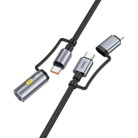 Hoco Cable All-in-One Type C / Lightning To Type C / Cigarette Lighter Pd 3A 60W U138 1,2 m grey