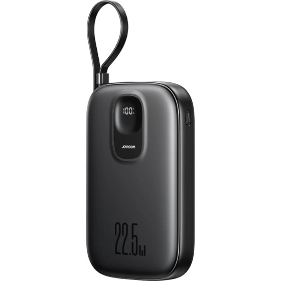 Joyroom JR-PBF18 22.5W 10000mAh Powerbank With Built-In Lightning Cable + USB-C Cable 0.25 Cm - Black - (JR_PBF18)