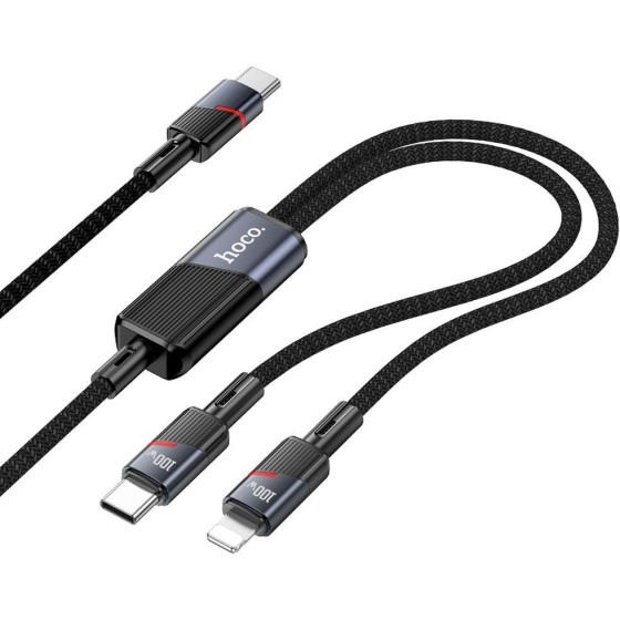 Hoco Cable 2in1 Type C To Type C + Lightning 5A 100W U139 1,2 m black