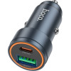 Hoco Car Charger Usb A + Type C Pd QC3.0 3A 30W Z57A Metal gray