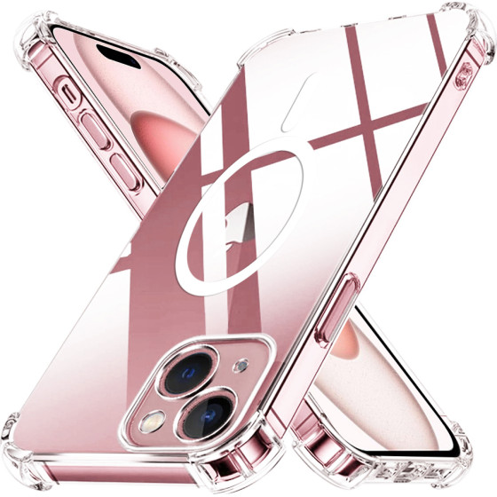 Techsuit - Shockproof Clear Silicone Magsafe - Iphone 15 - Clear