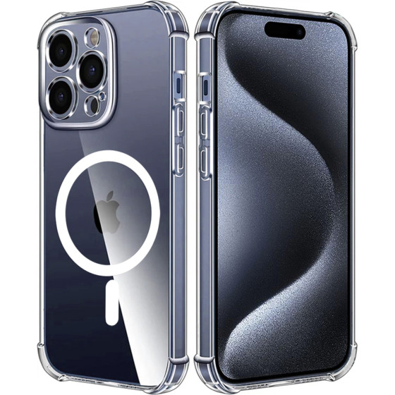 Techsuit - Shockproof Clear Silicone Magsafe - Iphone 15 Pro - Clear