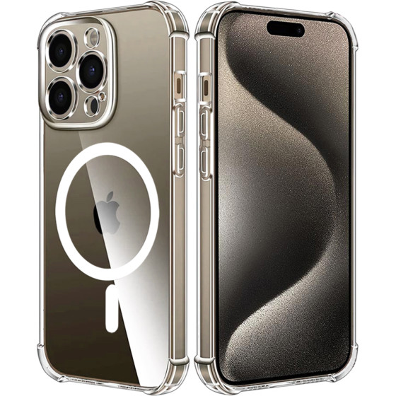Techsuit - Shockproof Clear Silicone Magsafe - Iphone 15 Pro Max - Clear