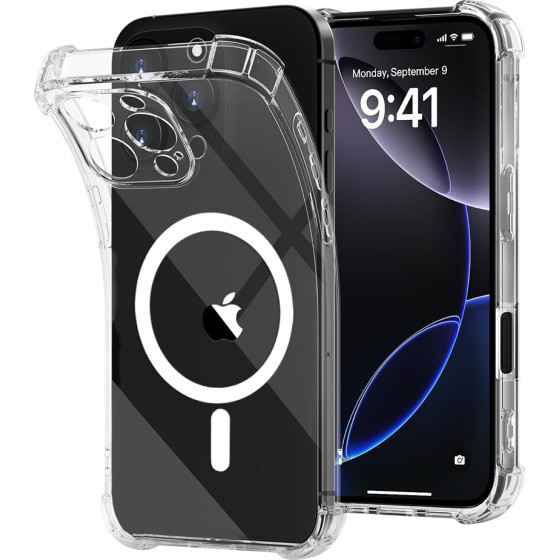 Techsuit - Shockproof Clear Silicone Magsafe - Iphone 16 Pro Max - Clear
