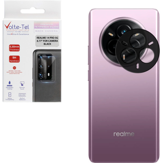 Volte-Tel Tempered Glass Realme 14 Pro 5G 6.77'' 9H 0.25mm 3D Curved For Camera BLACK