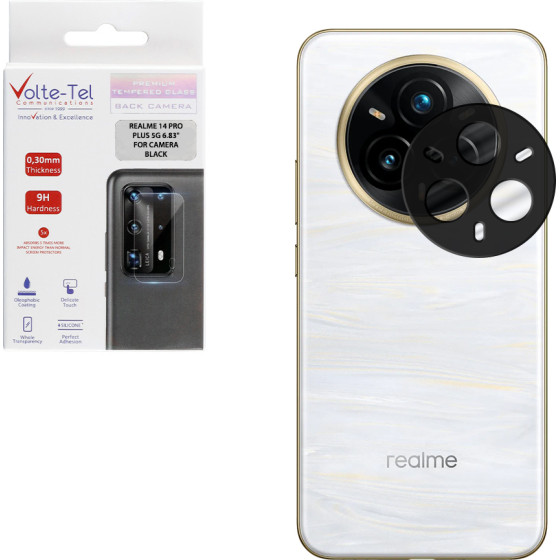 Volte-Tel Tempered Glass Realme 14 Pro Plus 5G 6.83'' 9H 0.25mm 3D Curved For Camera BLACK