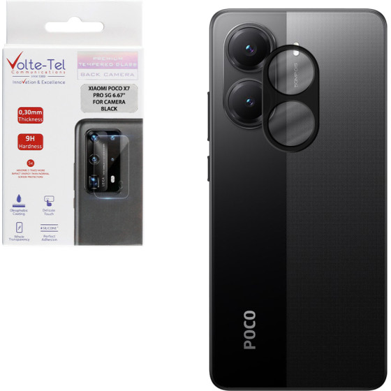 Volte-Tel Tempered Glass Xiaomi Poco X7 Pro 5G 6.67'' 9H 0.25mm 3D Curved For Camera BLACK