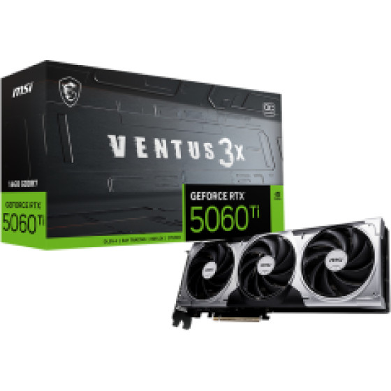 MSI Vga PCI-E Nvidia Gf Rtx 5060 Ti 16G Ventus 3X OC, 16GB/128BIT, GDDR7, HDMI/3xDP, 2 Slot FANSINK, Triple FAN, 3YW.