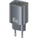 Usams Wall Charger CC305 T66 45W Gan 2xUSB-C Tarnish - (CC305TC01)