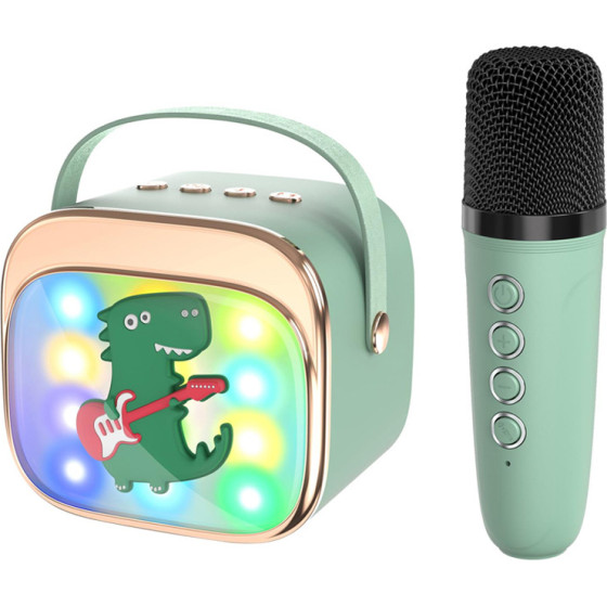 Lamtech BT5.4 Rgb Kid Karaoke Speaker Green With Mic Kroddy - (LAM980213)