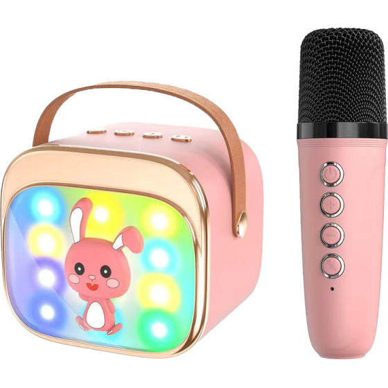 Lamtech BT5.4 Rgb Kid Karaoke Speaker Pink With Mic Hoppee - (LAM980220)