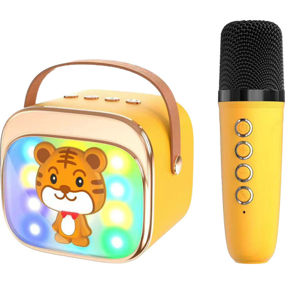 Lamtech BT5.4 Rgb Kid Karaoke Speaker Yellow With Mic Tigronie - (LAM980237)