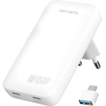 4sMarts Wall Charger Flatplug Slim Dual 45W Gan 2xUSB-C White - (542045)