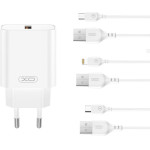 XO wall charger CE33 QC 18W 1x USB white + cable Lightning