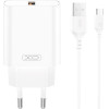 XO wall charger CE33 QC 18W 1x USB white + cable USB-C