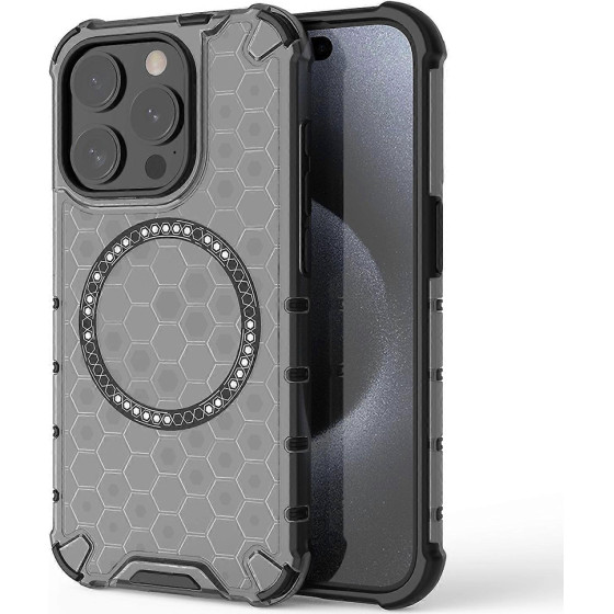 Techsuit - Honeycomb Shield Magsafe - Iphone 15 Pro - Black