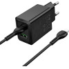 Hoco Wall Charger Usb A + Type C + Cable Type C To Type C 60W Pd QC3.0 Afc 3A 30W N71 black