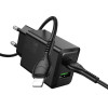Hoco Wall Charger Usb A + Type C + Cable Type C To Type C 60W Pd QC3.0 Afc 3A 30W N71 black