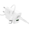Hoco Wall Charger Usb A + Type C + Cable Type C To Type C 60W Pd QC3.0 Afc 3A 30W N71 white