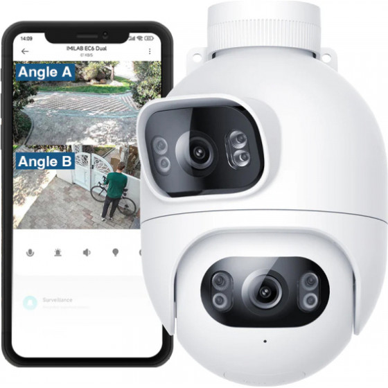 iMILAB Home Security Camera EC6 Dual, Wi-Fi, 2K, IP66, Outdoor, White - (CMSXJ68A)