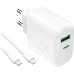 Puro Daily Prolite 45W USB-C USB-A Power Delivery Charger With USB-C Cable - White - (PUTCUSBAC45WDYKCCWHI)