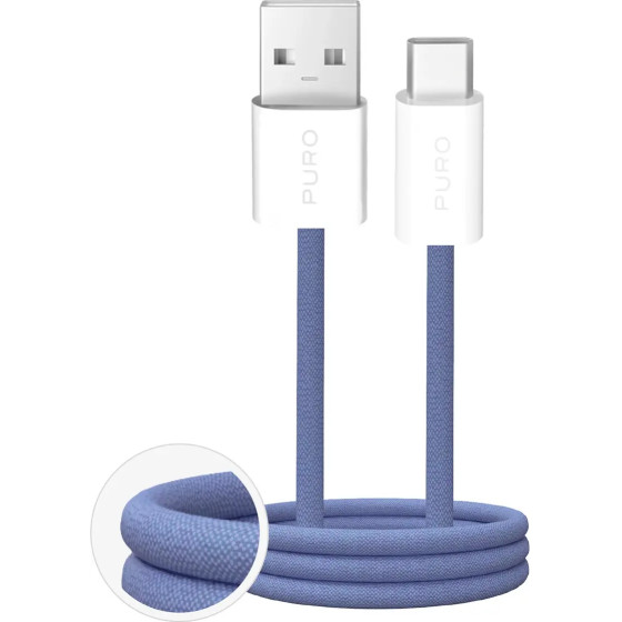 Puro Fabrik 2.0 10W USB-A - USB-C Braided Cable 1.5m - Blue - (PUCAC10WFABK415MTBL)