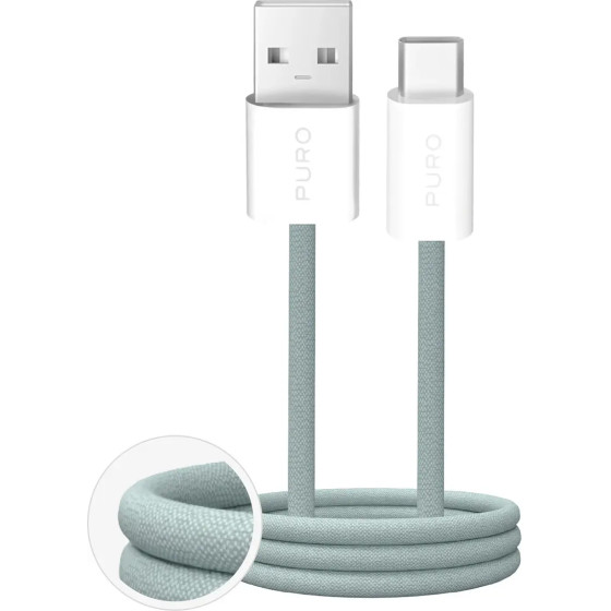Puro Fabrik 2.0 10W USB-A - USB-C Braided Cable 1.5m - Green - (PUCAC10WFABK415MTGRN)