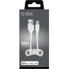 SBS Data Cable Mfi Usb To Lightning Spiral 0.5m White - (CABLEUSBIP589S)