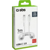 SBS Data Cable Type C To Type C Spiral 25W 1m White - (CABLETYPCCS1W)