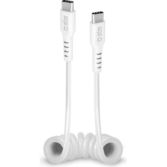SBS Data Cable Type C To Type C Spiral 25W 1m White - (CABLETYPCCS1W)