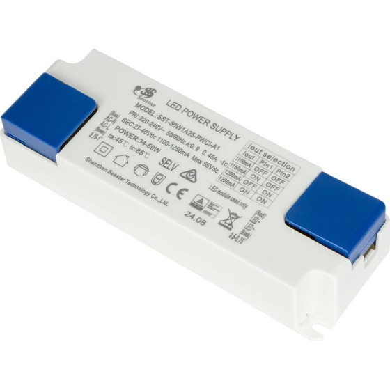 GloboStar EROS-Driver ������������ �����������/��������������� Selv 34-50W Ac 220-240V �� Constant Current Dc 27-40V/1100-1250mA�5% Max. 55VDc PF0.95 IP20 - �13.5 x �4.5 x �2.5cm - 5 ������ ������� - (61712)