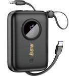 Dudao K14 10000mAh Power Bank With USB-C / Lightning Cables - Black 6976625331598 - (K14-Black)