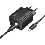 Hoco Charger 2 x Type C + 2 x Usb A + Cable Type C To Lightning Pd QC3.0 3A 20W N55 black