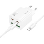 Hoco Charger 2 x Type C + 2 x Usb A + Cable Type C To Lightning Pd QC3.0 3A 20W N55 white