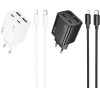 Hoco Charger 2 x Type C + 2 x Usb A + Cable Type C To Lightning Pd QC3.0 3A 30W N56 white