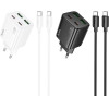 Hoco Charger 2 x Type C + 2 x Usb A + Cable Type C To Type C Pd QC3.0 3A 30W N56 white