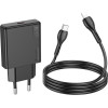 Hoco Slim Wall Charger Type C + Cable Type C To Lightning Pd Qc 30W N37 black