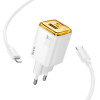 Hoco Wall Charger Usb A + Type C + Cable Type C To Lightning Pd QC3.0 3A 20W N52 white