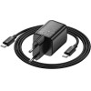 Hoco Wall Charger Usb A + Type C + Cable Type C To Type C Pd QC3.0 3A 20W N34 transparnent