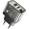 Hoco Wall Charger Usb A + Type C Pd QC3.0 3A 20W N34 transparent