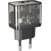 Hoco Wall Charger Usb A + Type C Pd QC3.0 3A 20W N34 transparent