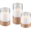 Goobay Set Of 3 Led Real Wax Candles In Glass, White, Wrapped With Hemp - (77773)
