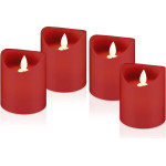 Goobay Set Of 4 Led Real Wax Candles, Red - (77749)