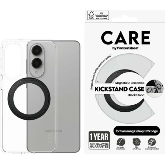 PanzerGlass Etui Care By Feature Black Kickstand & Qi Do Samsung Galaxy S25 Edge Przezroczysty - (CR43380)