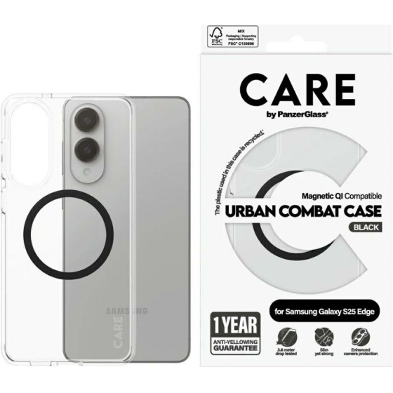 PanzerGlass Etui Care By Flagship Urban Combat Black Qi Do Samsung Galaxy S25 Edge Przezroczysty - (CR68931)
